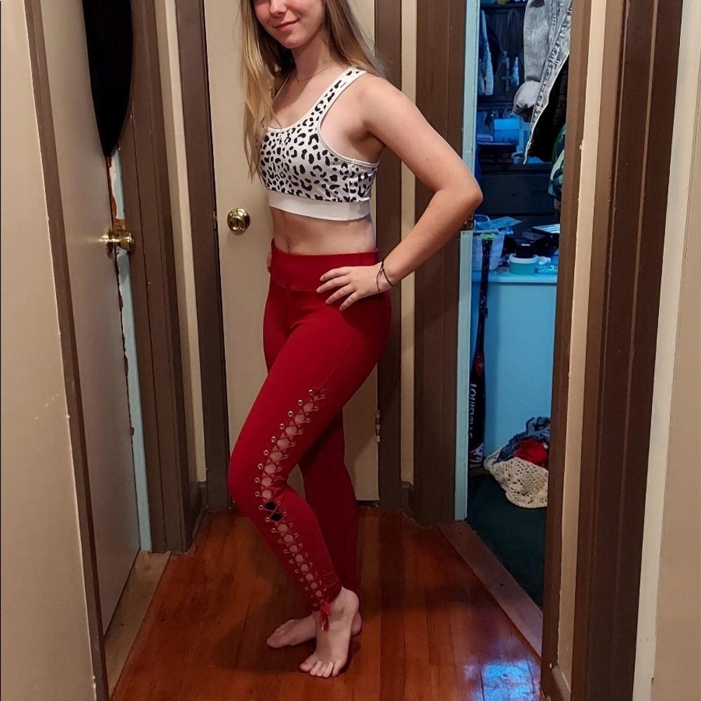 Red lace up tights!!!